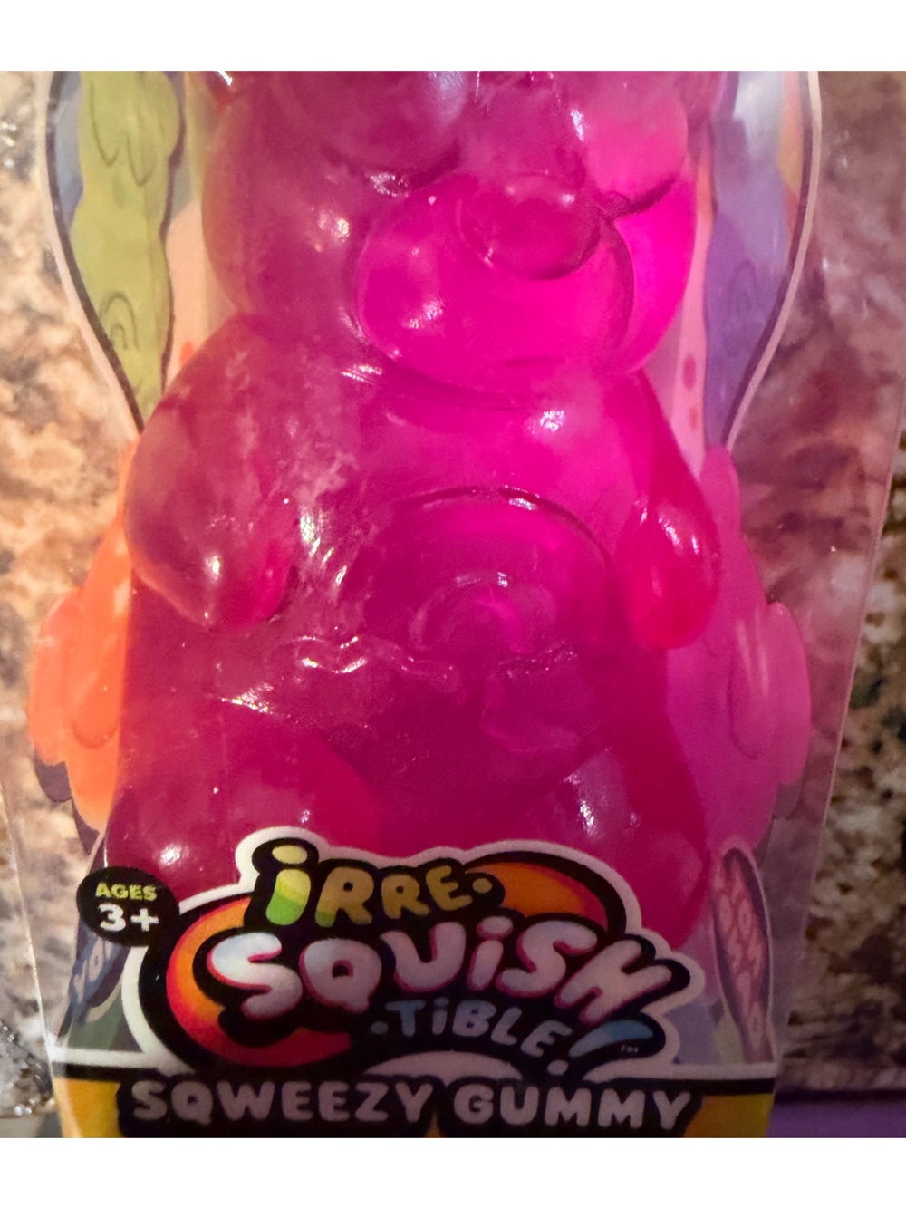 Squishy pink gummy bear